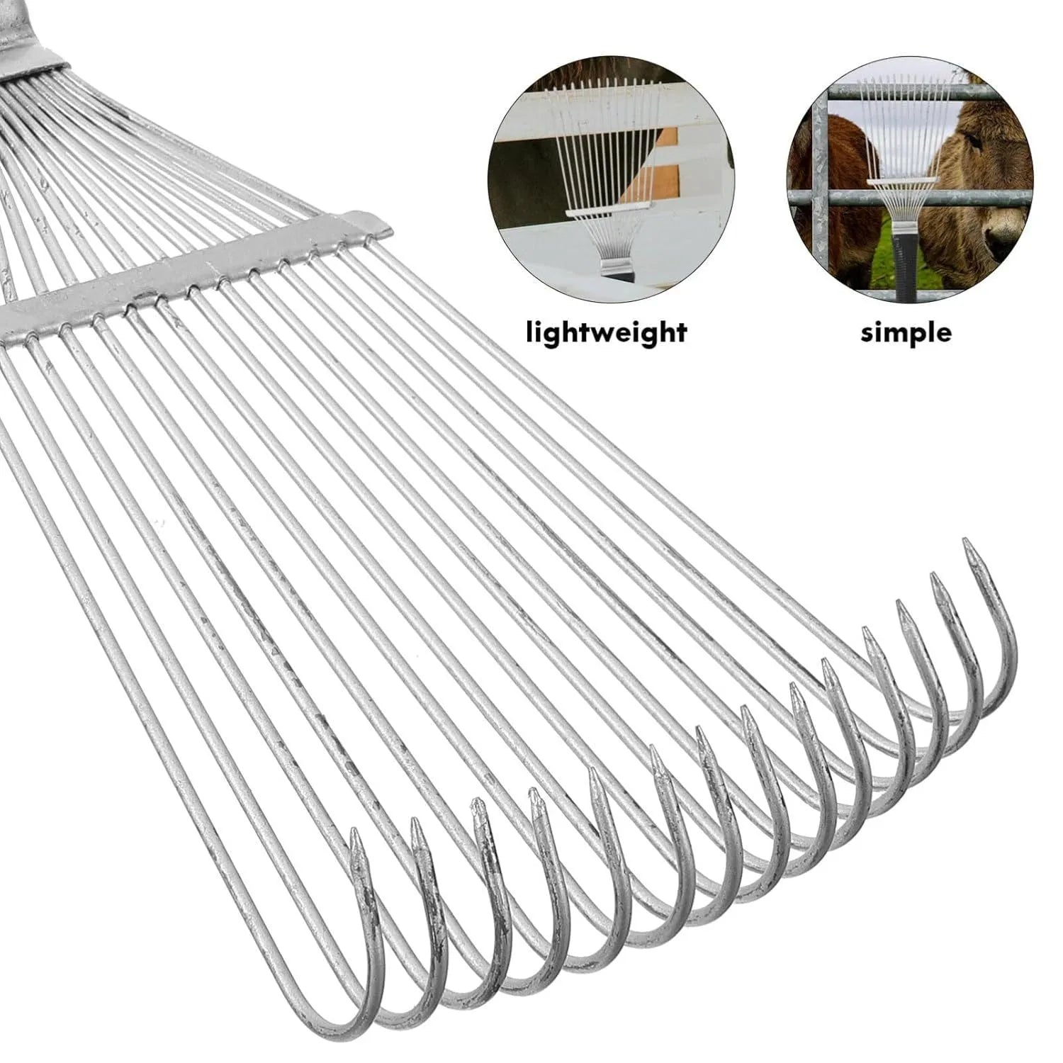 Stainless steel dematting brush for pet and livestock grooming, 33cm long with smooth comb teeth