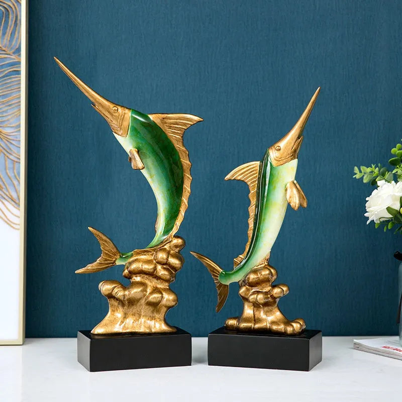 European swordfish resin decoration in hand-painted colour with detailed fish design