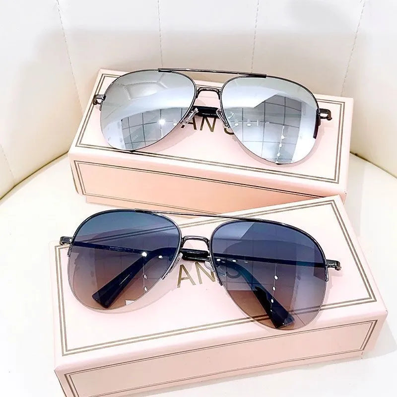 Metal frame aviator driving sunglasses with resin lenses in multiple colour options