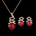 Bridal jewellery set with adjustable water wave chain necklace and matching earrings in alloy with diamond processing