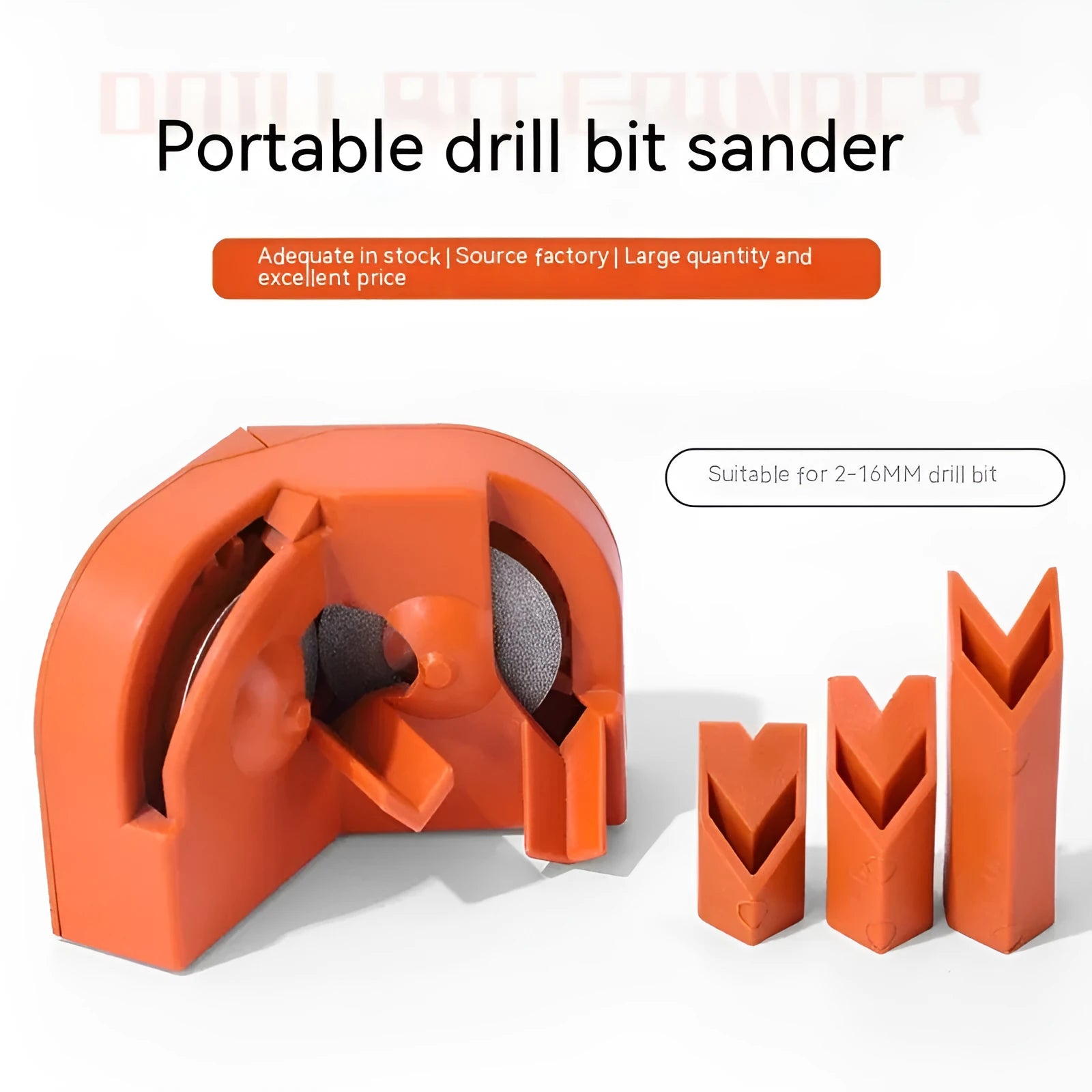 Portable grinding drill tool set showing orange and black sander units with replacement grinding wheels