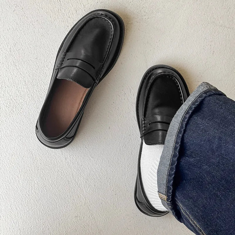 Men's slip-on casual shoes in microfiber, shown in apricot colour with a rubber sole.