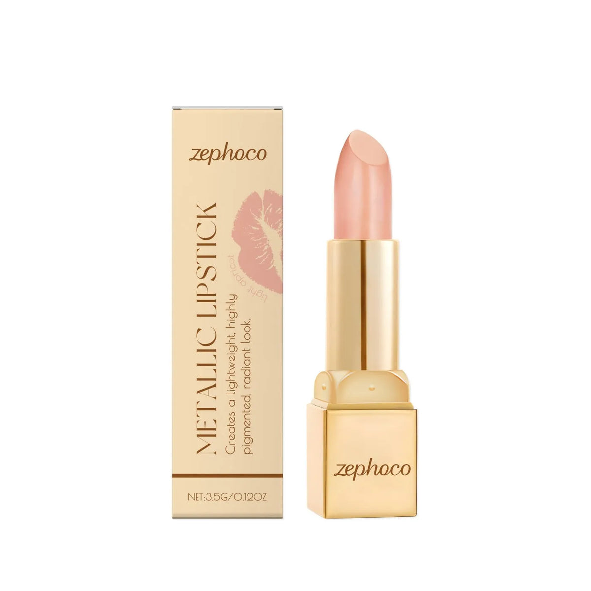 Metal cream lipstick in a metal tube with petrolatum, mineral oil, beeswax and candelilla wax, available in three styles