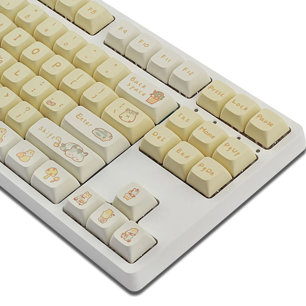 Custard-themed XDA profile keycap set for mechanical keyboards in grey and yellow colours