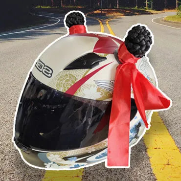 Motorcycle helmet decorative balls with braid designs in various colours, 8cm height with non-marking adhesive