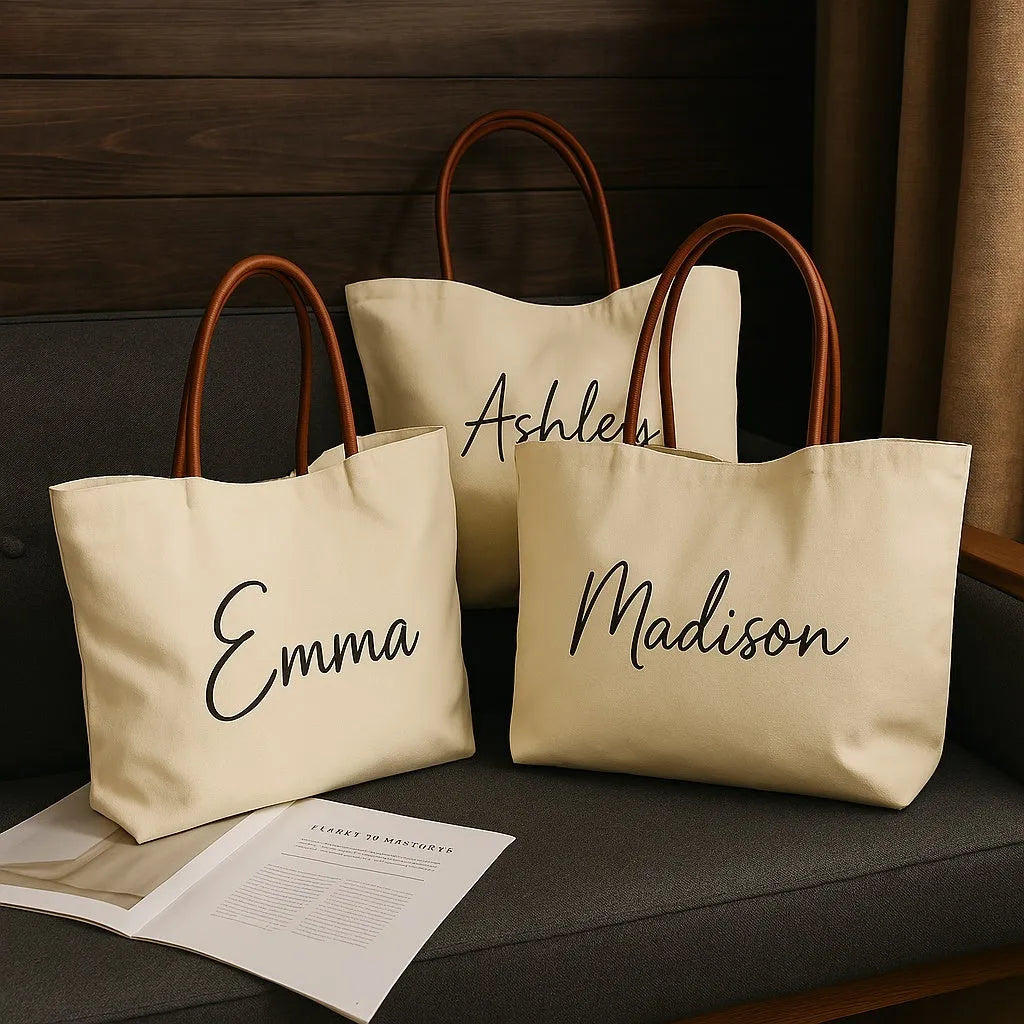 Canvas tote bag with reinforced handles in beige white and white colour options