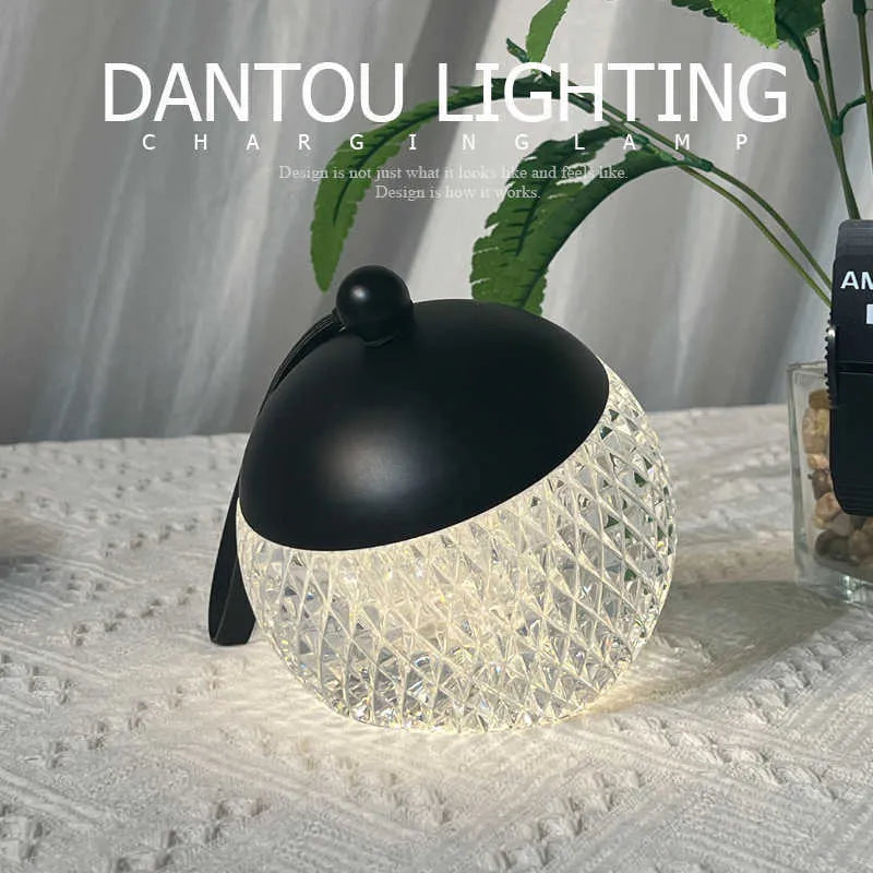 Portable small night lamp with minimalist design showing dimmable touch switch and compact 12cm dimensions
