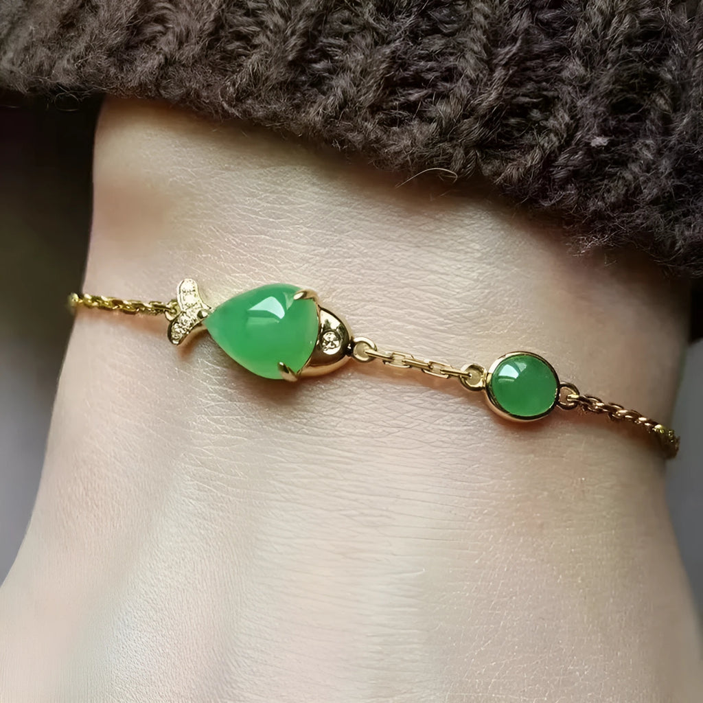 Retro-style yellow gold electroplated copper bracelet for unisex wear on a wrist.