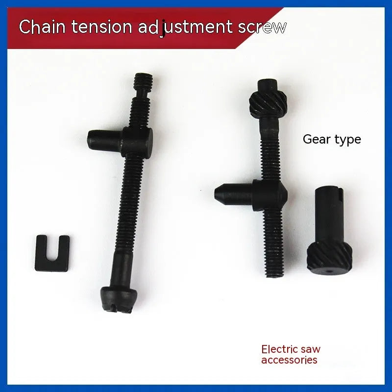 Chainsaw chain tension adjustment accessory kit with nylon thread spools and gear components
