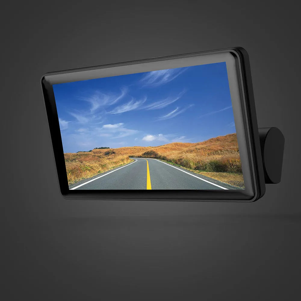 Black 4-inch touch screen car dash cam with three lenses for front, rear, and interior recording