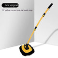 Telescopic curved aluminium car cleaning brush with chenille head in yellow or blue colour options