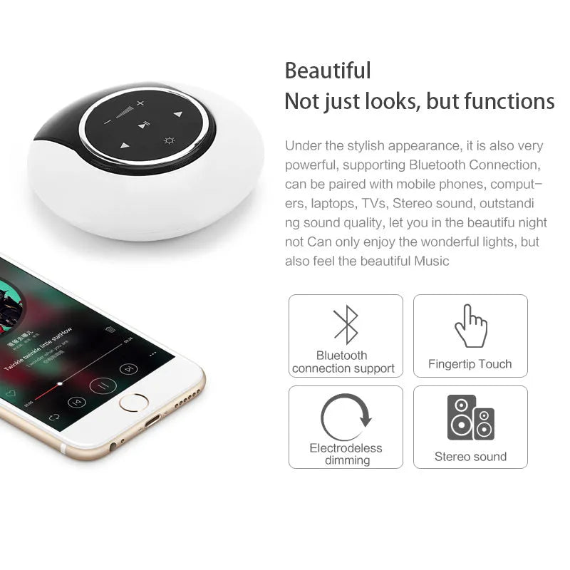 Creative Bluetooth speaker LED desk lamp with touch dimming in white, yellow, and blue light options