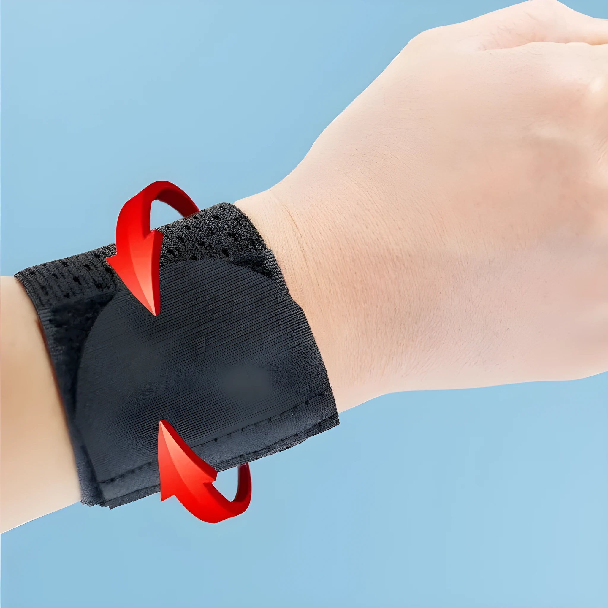 A high elasticity breathable wristguard for athletic support, shown in pink, black, and grey colour options.