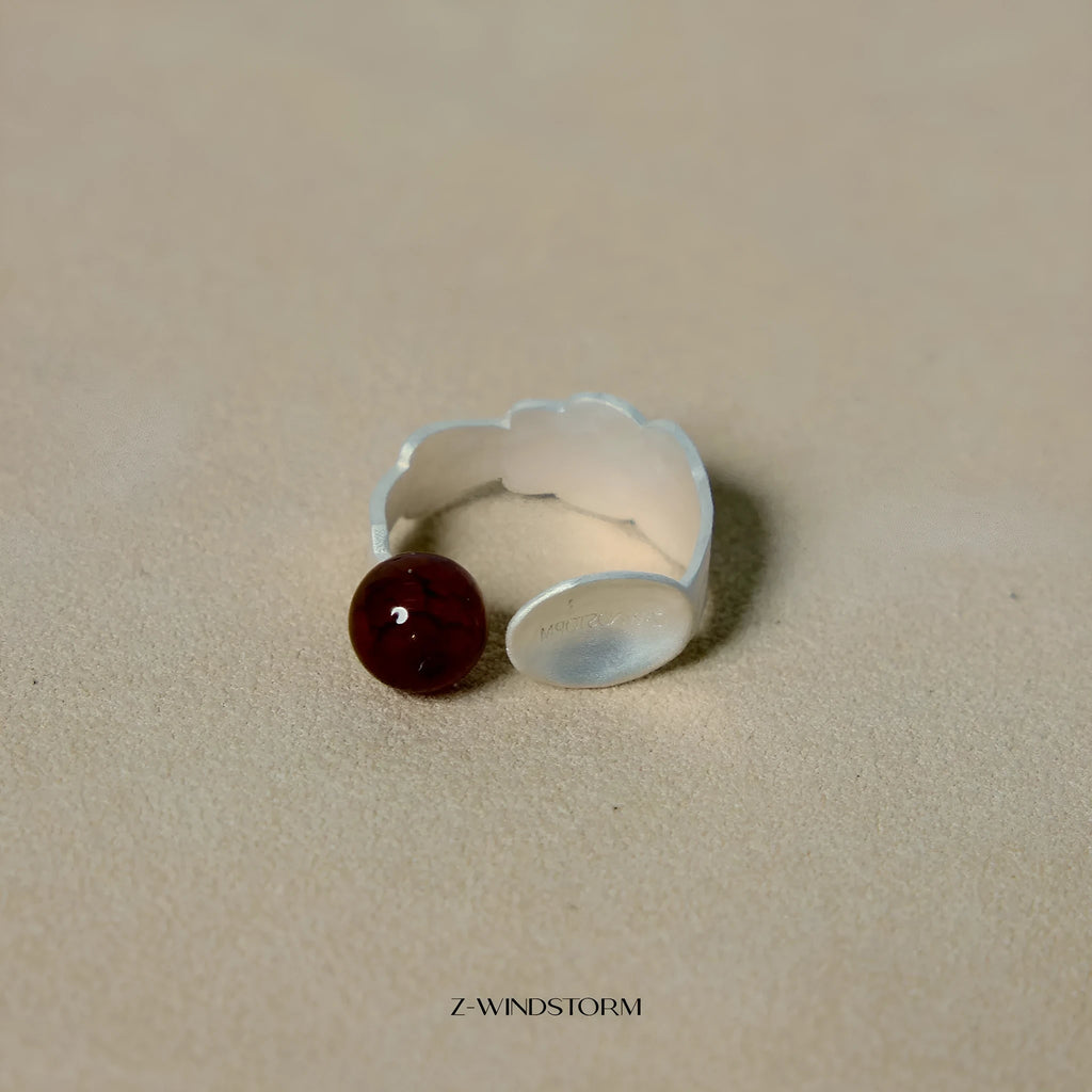 Small round spoon stewed pork design alloy ring and bracelet set with electroplated finish