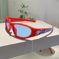 Outdoor sports windproof sunglasses with black frame and blue lens, Category 3 protection
