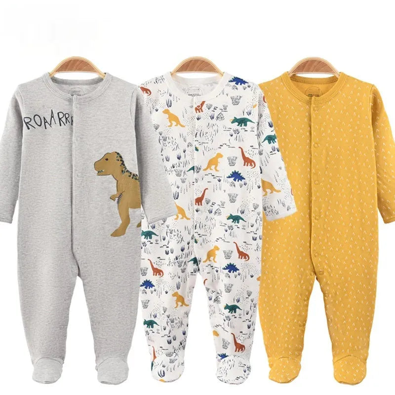 Baby cotton three-piece suit with long sleeves, Harajuku style, available in 14 colours and sizes 0-12 months