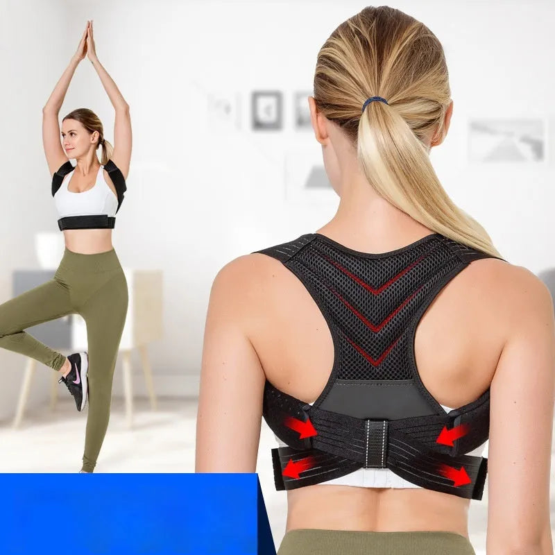 Black anti-humpback correction belt for posture support during sports activities