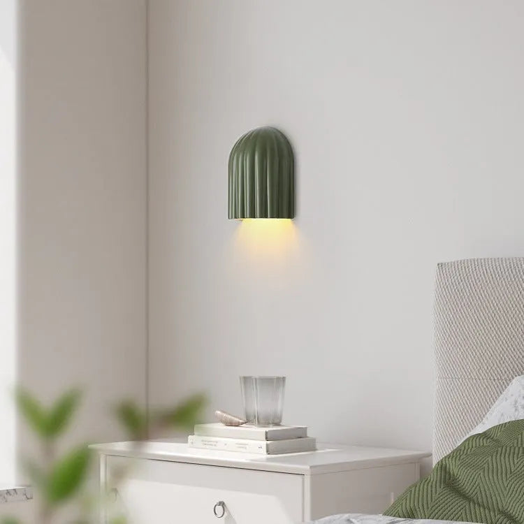 Modern corridor wall lamp with metal ironwork frame and resin decorative elements in beige colour