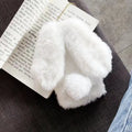 Plush flannel phone case with rabbit and heart design in brown, grey, pink, purple or white for iPhone 15 and 16 models