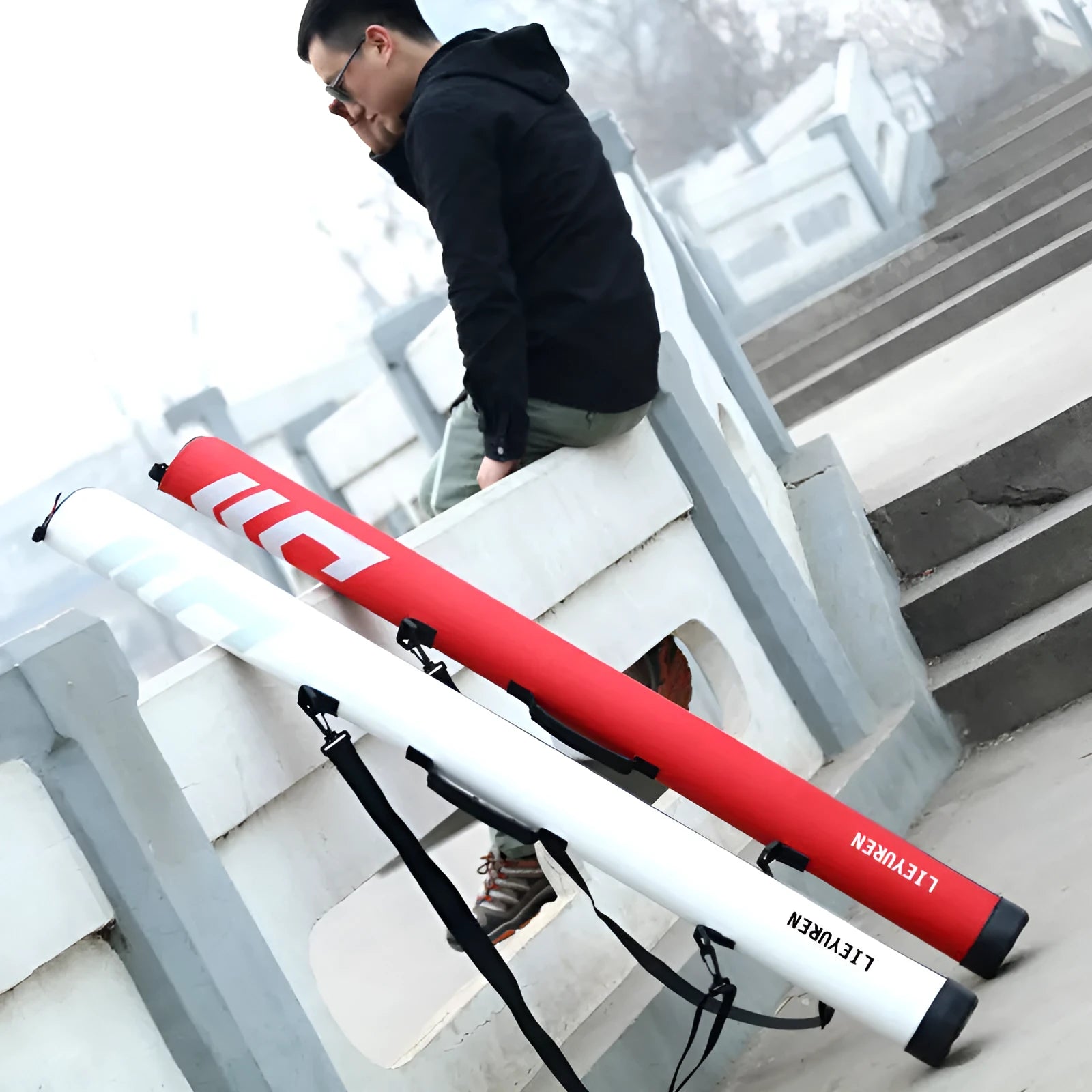 Hard cover fishing rod bag in four colours measuring 1.25 metres length