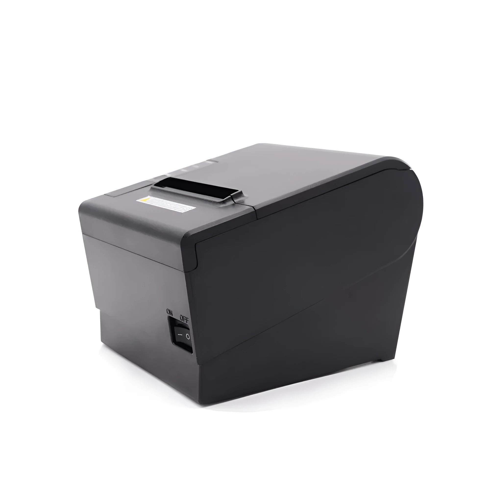Compact 80mm thermal receipt printer with minimalist design for kitchen and small business counters.