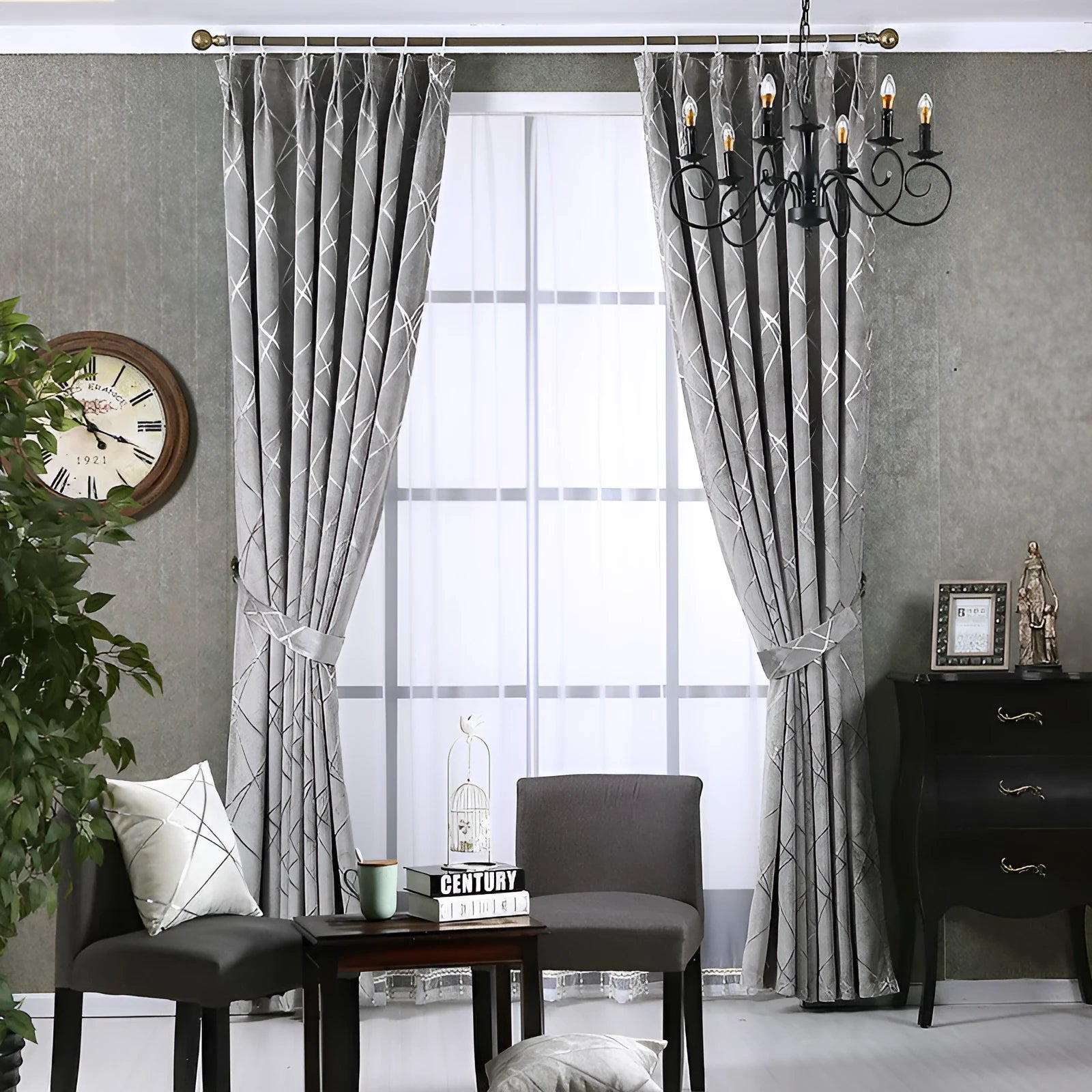 Chenille blackout curtains in modern minimalist style with jacquard weave texture