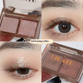 DIKALU two-tone eye shadow plate showing pink and black matte shimmer shades with five colour classification options
