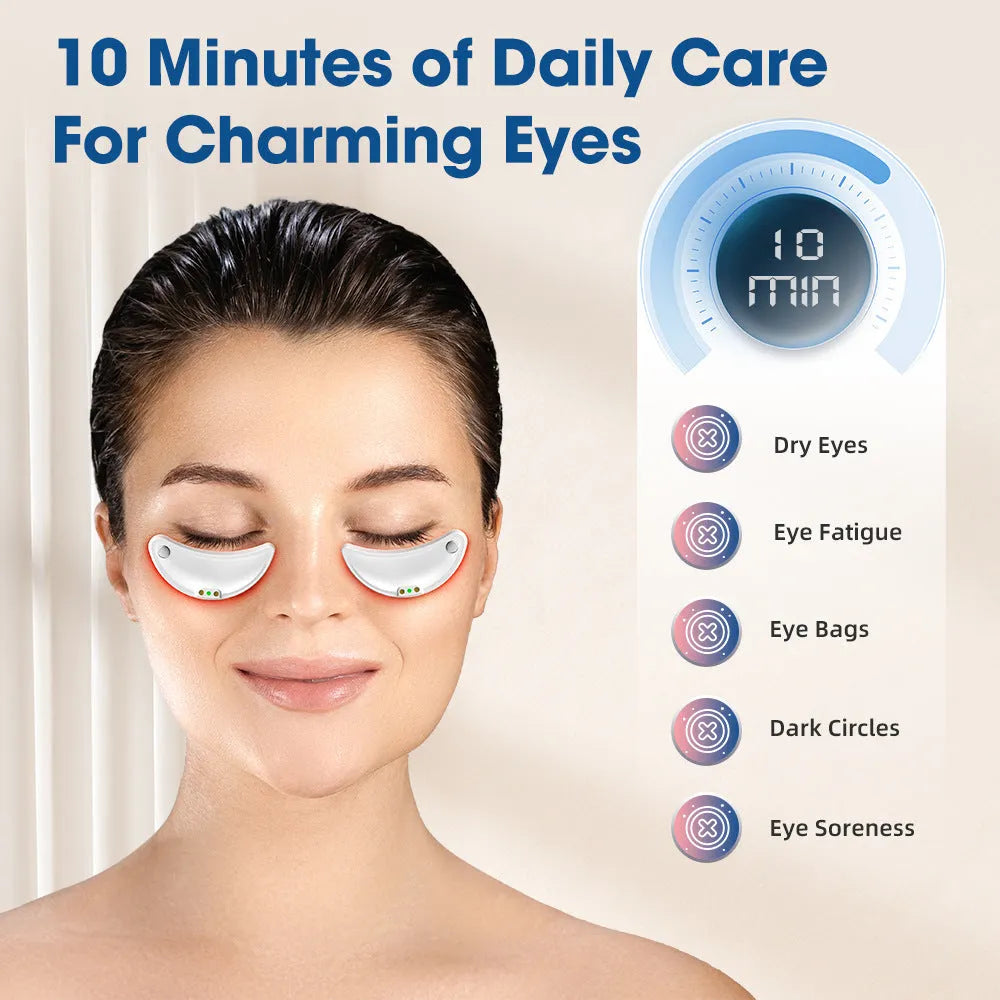 White red light EMS wireless eye and facial massager for dark circle reduction and relaxation
