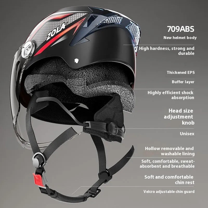 3C certified motorcycle half helmet with double mirror visor in light brown colour option