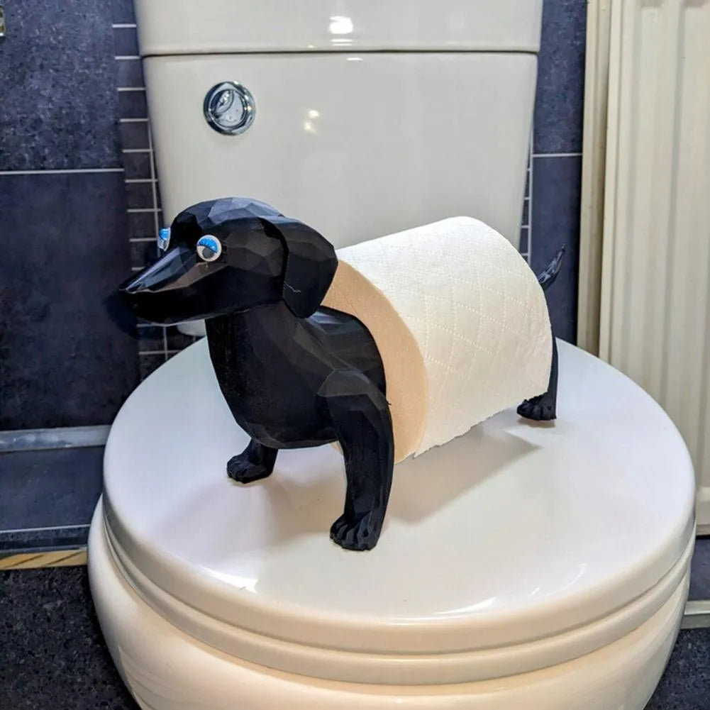 Dog design freestanding toilet tissue holder, solid colour paper stand, 8cm x 10.5cm, Puppy Tissue Holder