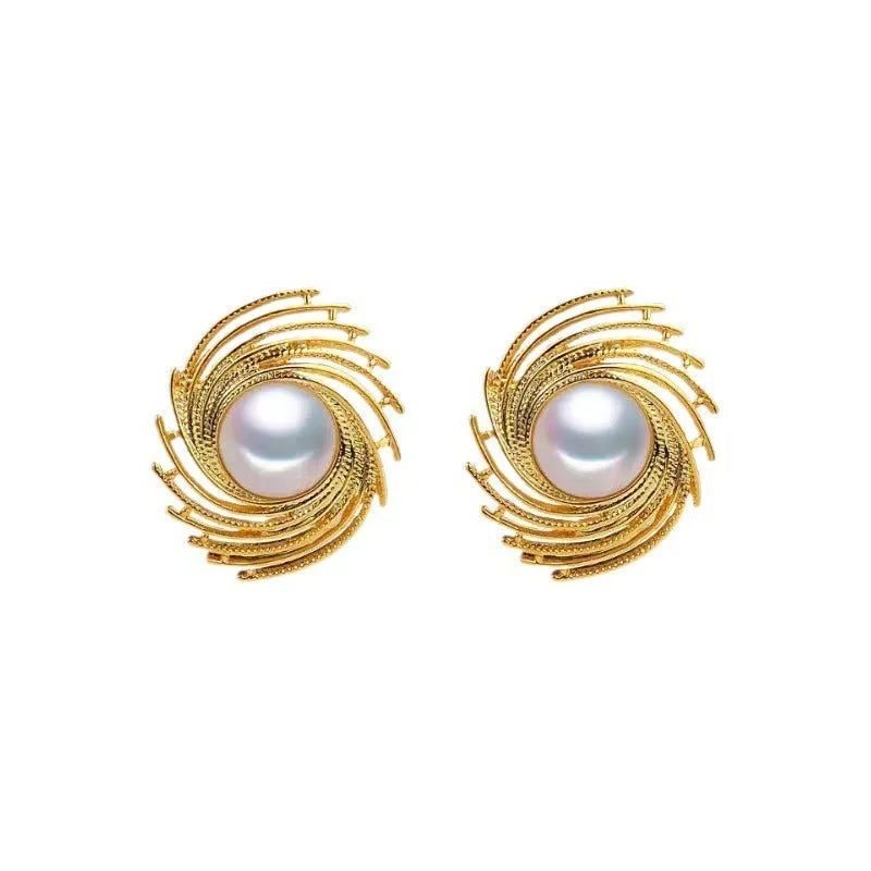 Women's electroplated alloy vintage earrings with pearl flower design