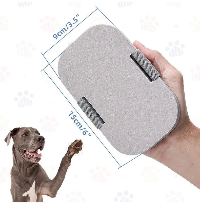 Grey pet nail grooming board with detachable tools for dogs and cats measuring 16x14x2.5 cm