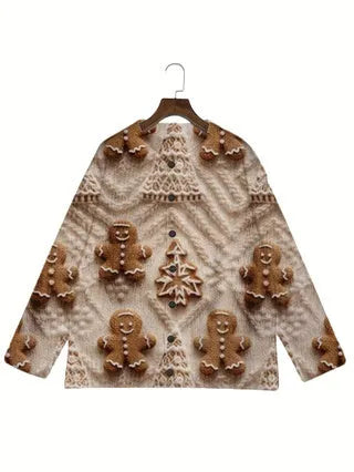 Digital printed V-neck top with lapel collar in loose fit design