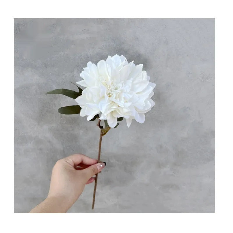 Artificial silk chrysanthemum flower bouquet in brown, purple, orange or white colours, 37cm tall