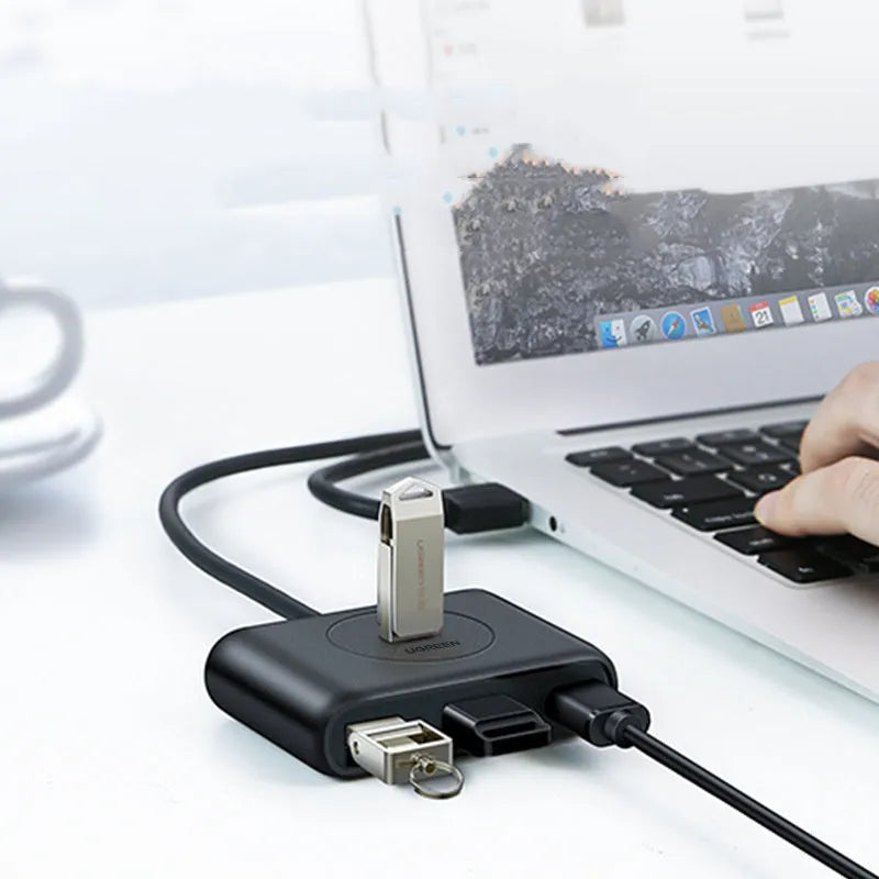 Black USB 3.0 extender adapter hub with multiple ports and a choice of cable lengths for desktop computers.