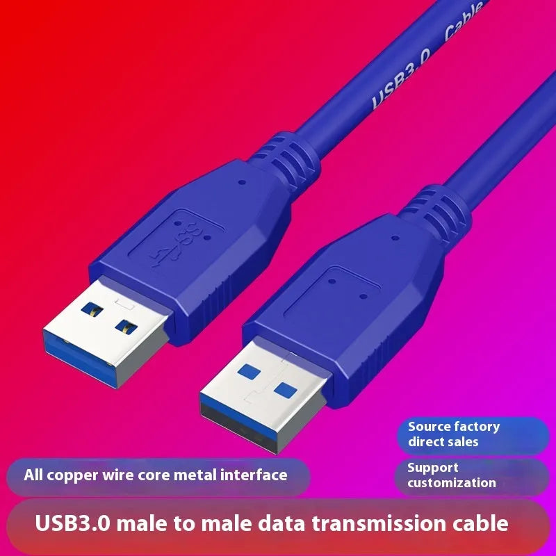 USB 3.0 public-to-public data cable for mobile hard disk boxes with nickel-plated connectors showing length options