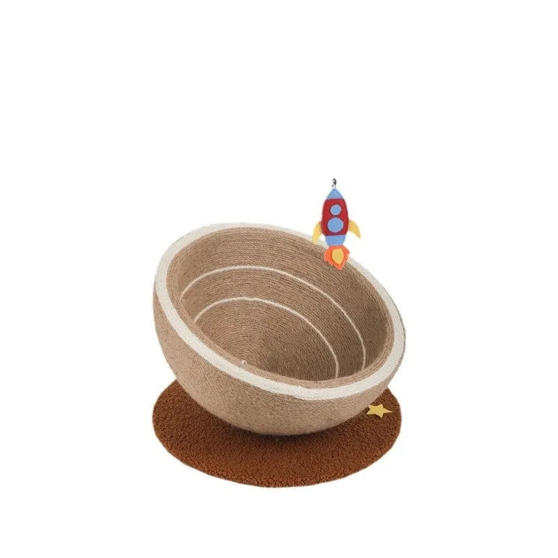 Large integrated cat scratching basin nest with sisal hemp rope surface and flannel fabric lining
