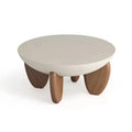White solid wood coffee table with adjustable height and storage compartment measuring 90x50cm