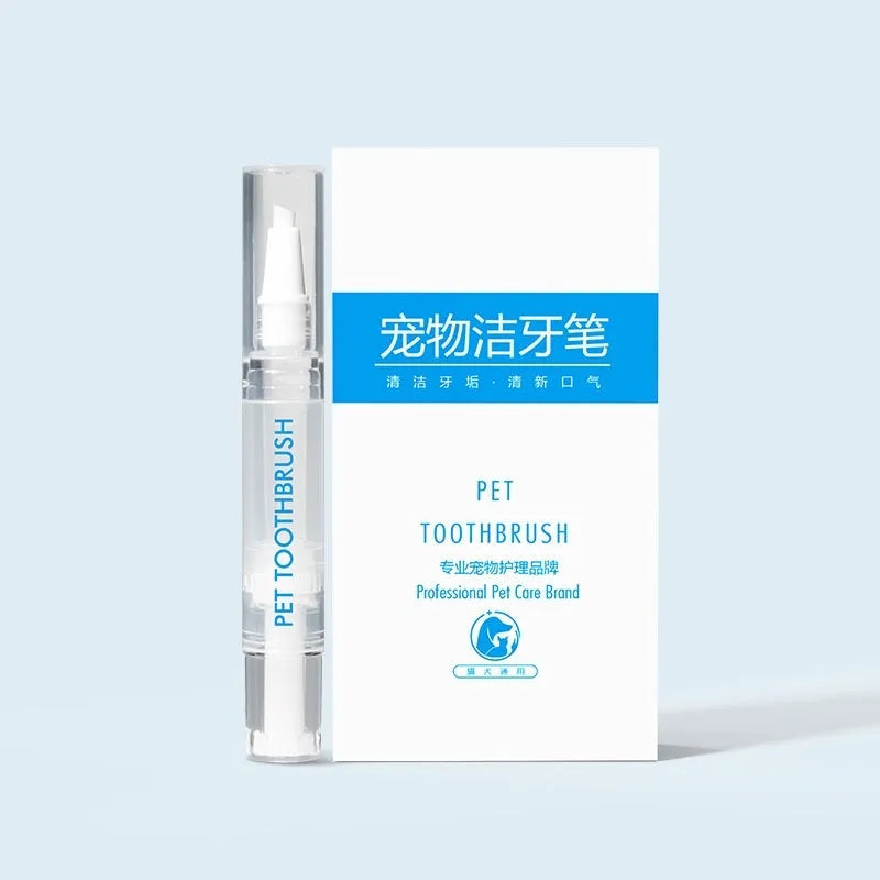 Plastic pet toothbrush pen for dogs with built-in toothpaste and rotating dispenser tail