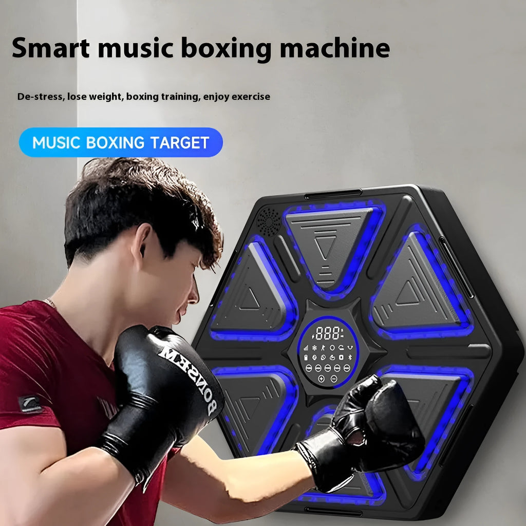 Electronic boxing wall target with music rhythm feedback system for home training