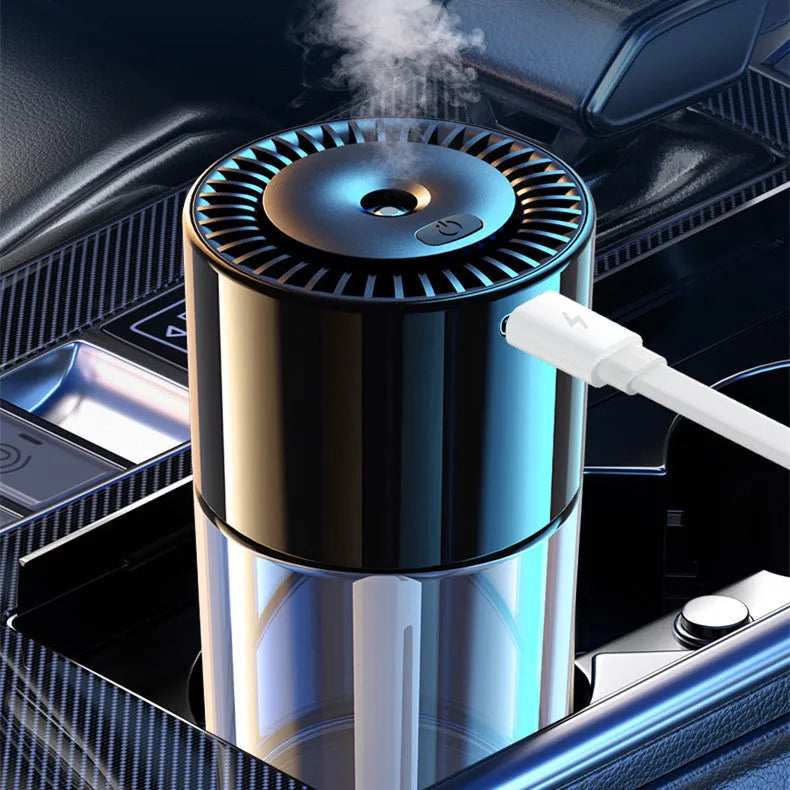 AI Intelligent Spray Perfume Humidifier with glass seat, 12.7cm tall, USB plug-in for room fragrance