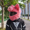Pink pig cartoon design plush hood for covering a motorcycle helmet