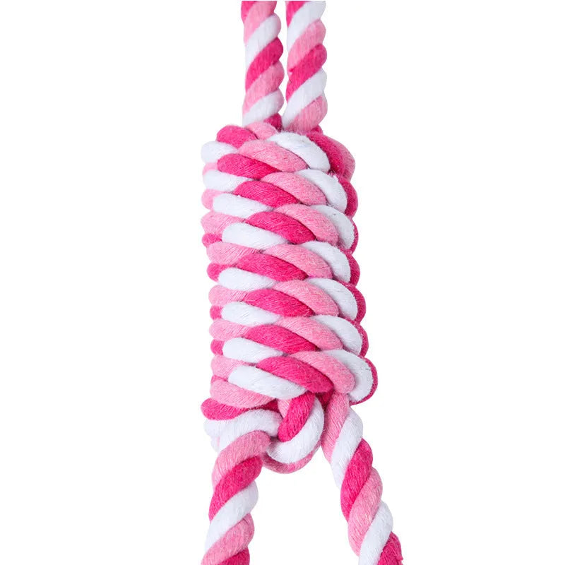 38cm cotton string dog toy in red and white or blue and white colours for medium to large breed dogs