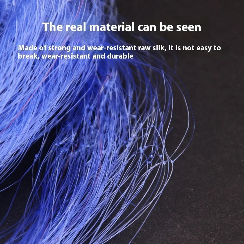 Hand sprinkle fishing net with nylon mesh and metal construction showing multiple mesh size options