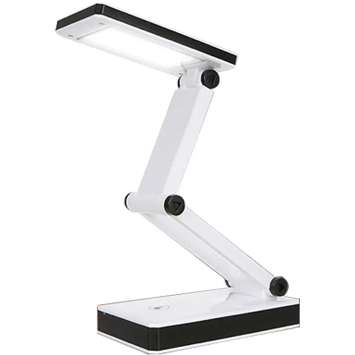 COB folding desk lamp, black and white, 120 lumens, touch dimming, USB or battery, 13.3 × 7.2 × 28 cm