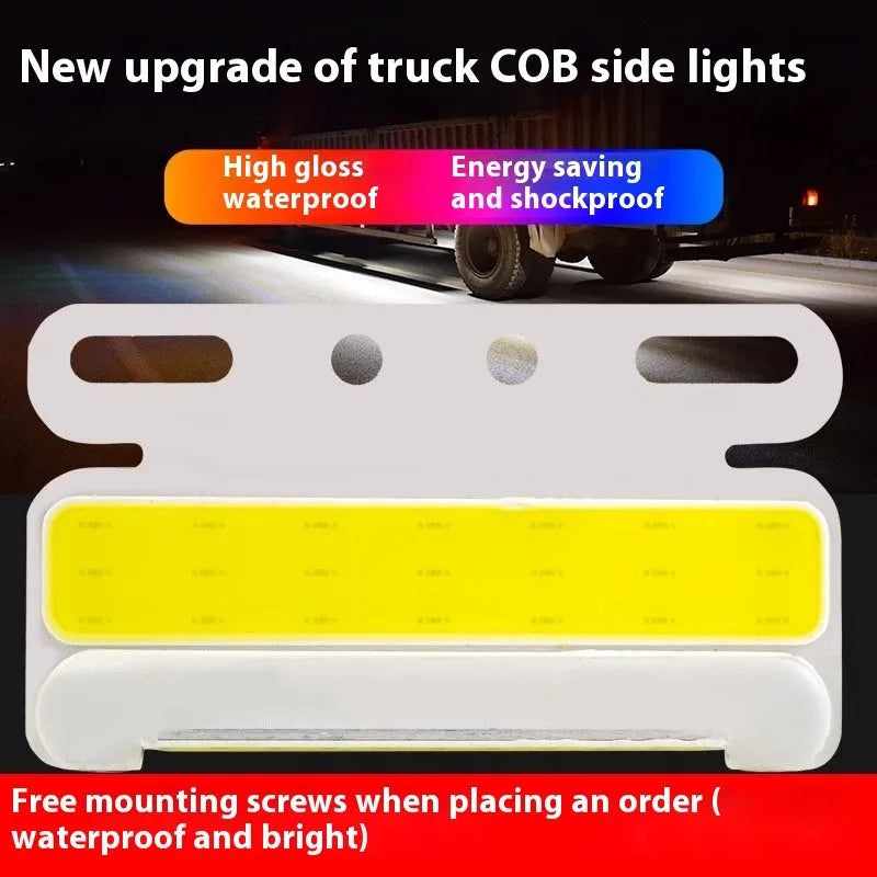 Aluminium alloy COB LED truck side light showing waterproof housing and super bright illumination