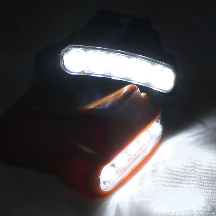 5 LED cap brim clip lamp in black or orange, 5x4.5cm, 22.4g, with 2032 button battery