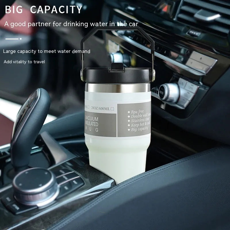 30oz stainless steel travel tumbler with handle and sliding lid in dark pink colour
