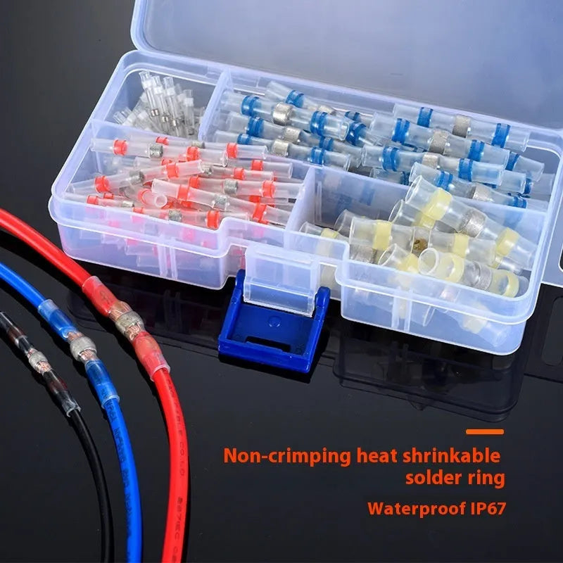 Waterproof heat shrink terminal with solder ring in multiple colours for electrical wiring connections