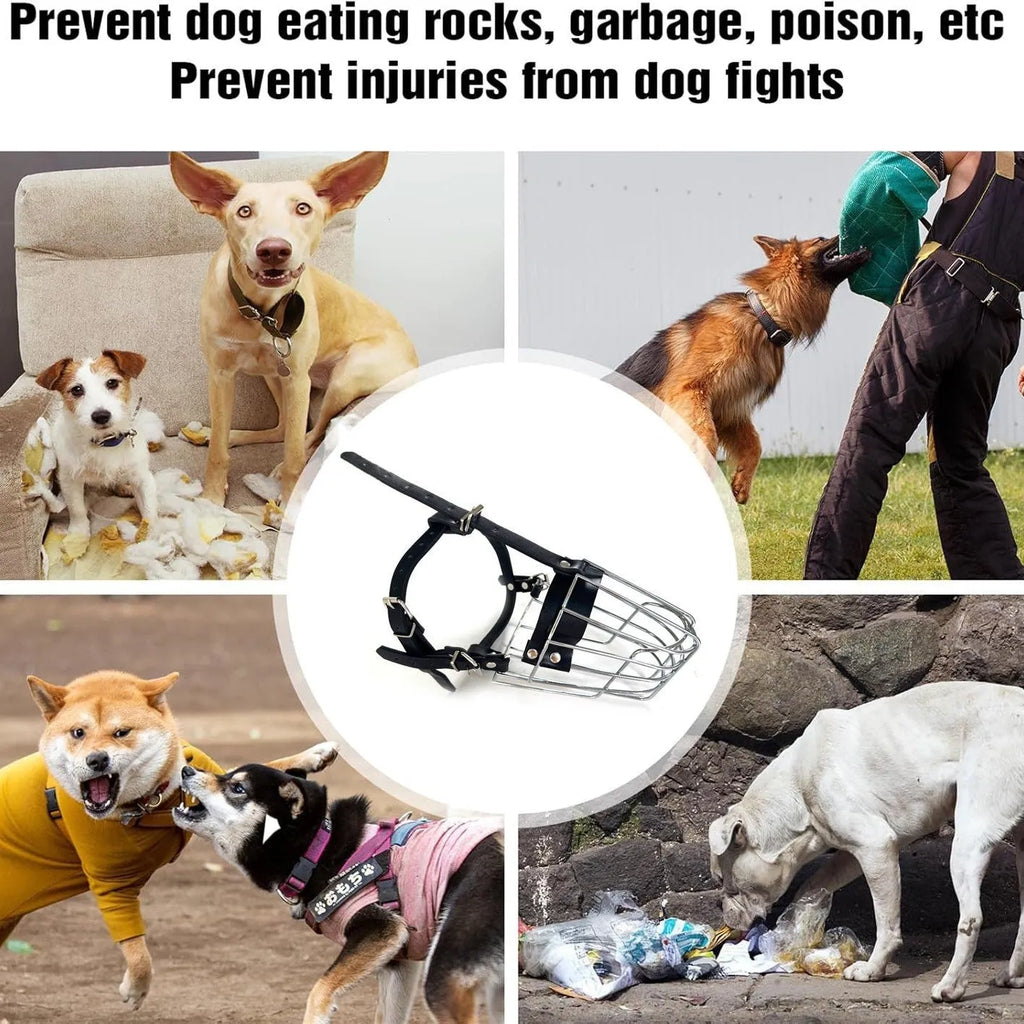 Metal dog mouth cover designed specifically for golden retrievers and German shepherds